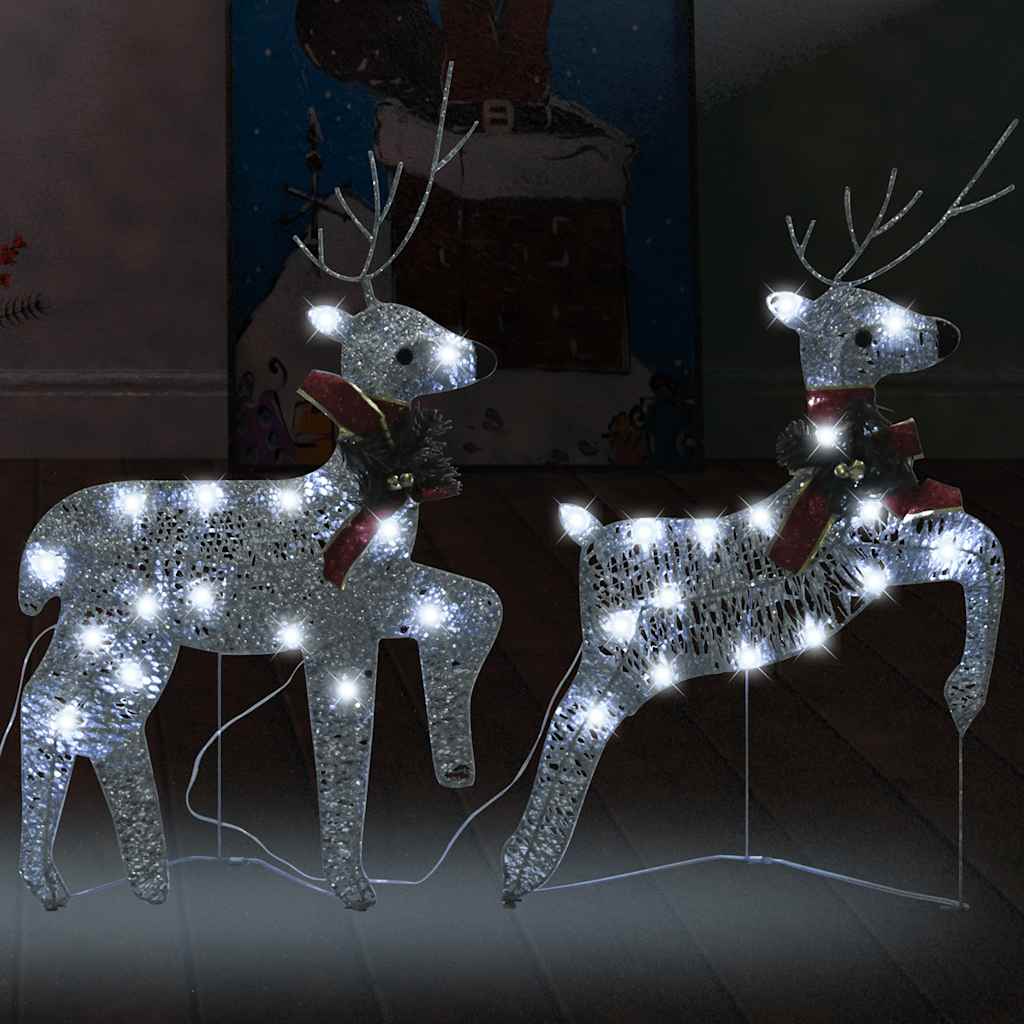 Renos de Navidad 2 unidades 40 LED blanco