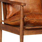 Set sofás 2 pzas marrón cuero auténtico y madera de acacia