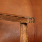 Set sofás 2 pzas marrón cuero auténtico y madera de acacia