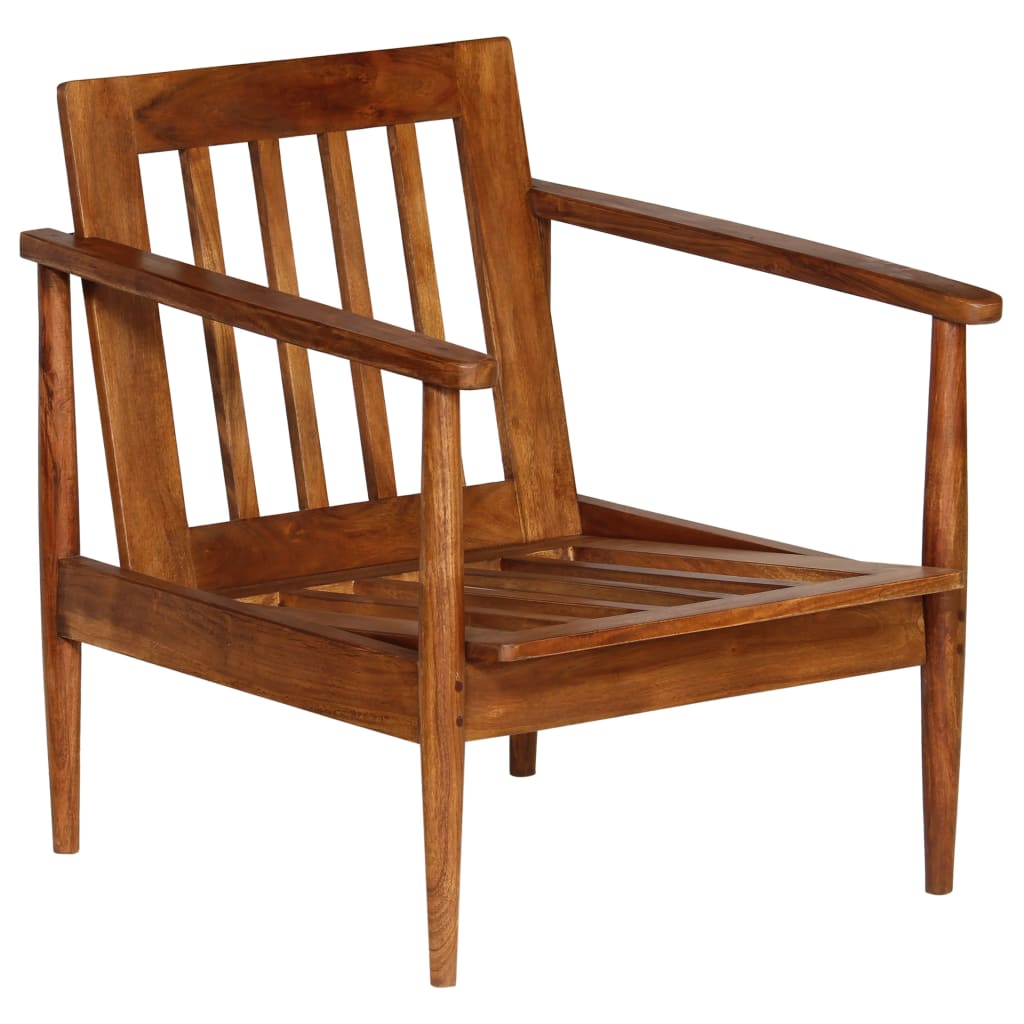 Set de sofás 3 pzas cuero auténtico madera maciza acacia marrón