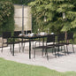 Mesa de comedor de jardín acero y vidrio negra 140x70x74 cm