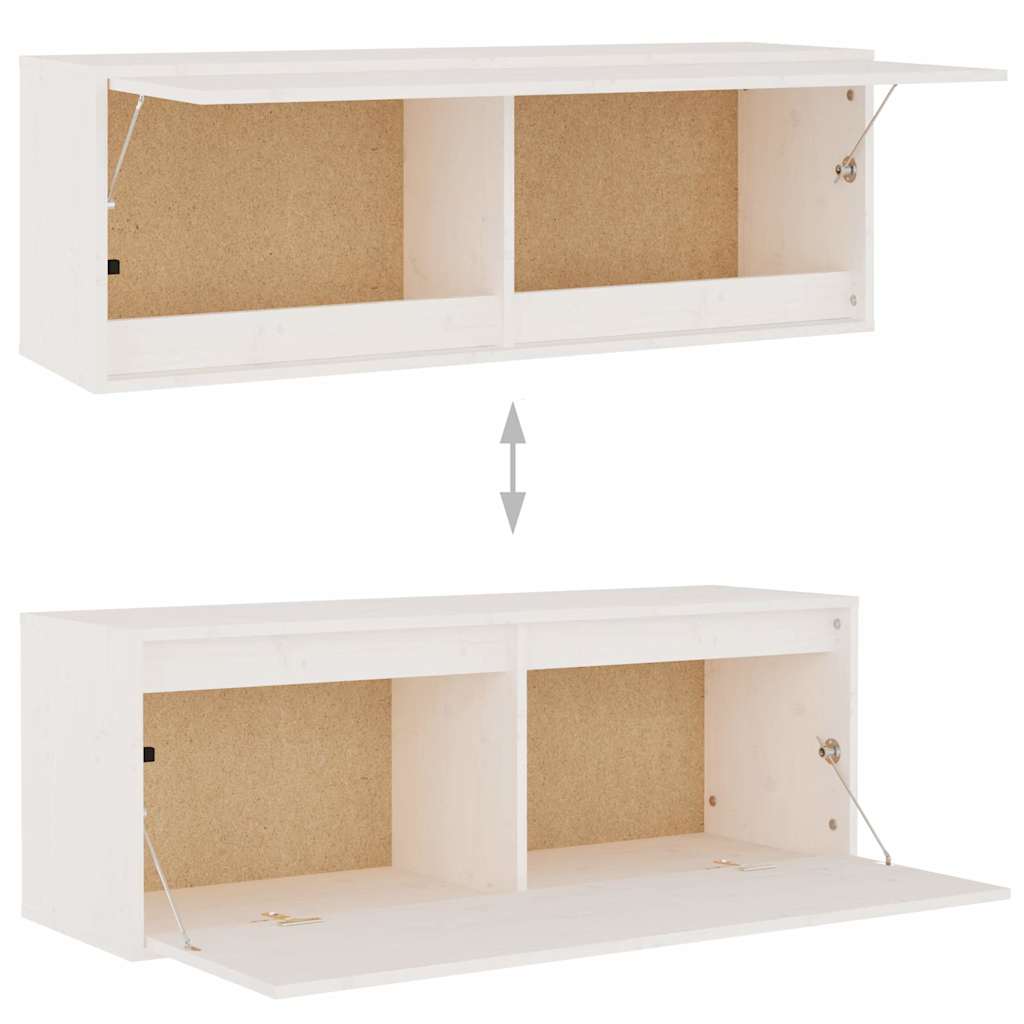 Conjunto de mueble de TV 3 piezas madera maciza de pino blanco