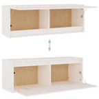 Conjunto de mueble de TV 3 piezas madera maciza de pino blanco