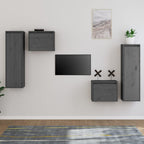 Mueble de TV 3 piezas madera maciza de pino