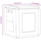 Dark Grey and Black Garden Storage Box 130 L 54x53x57 cm