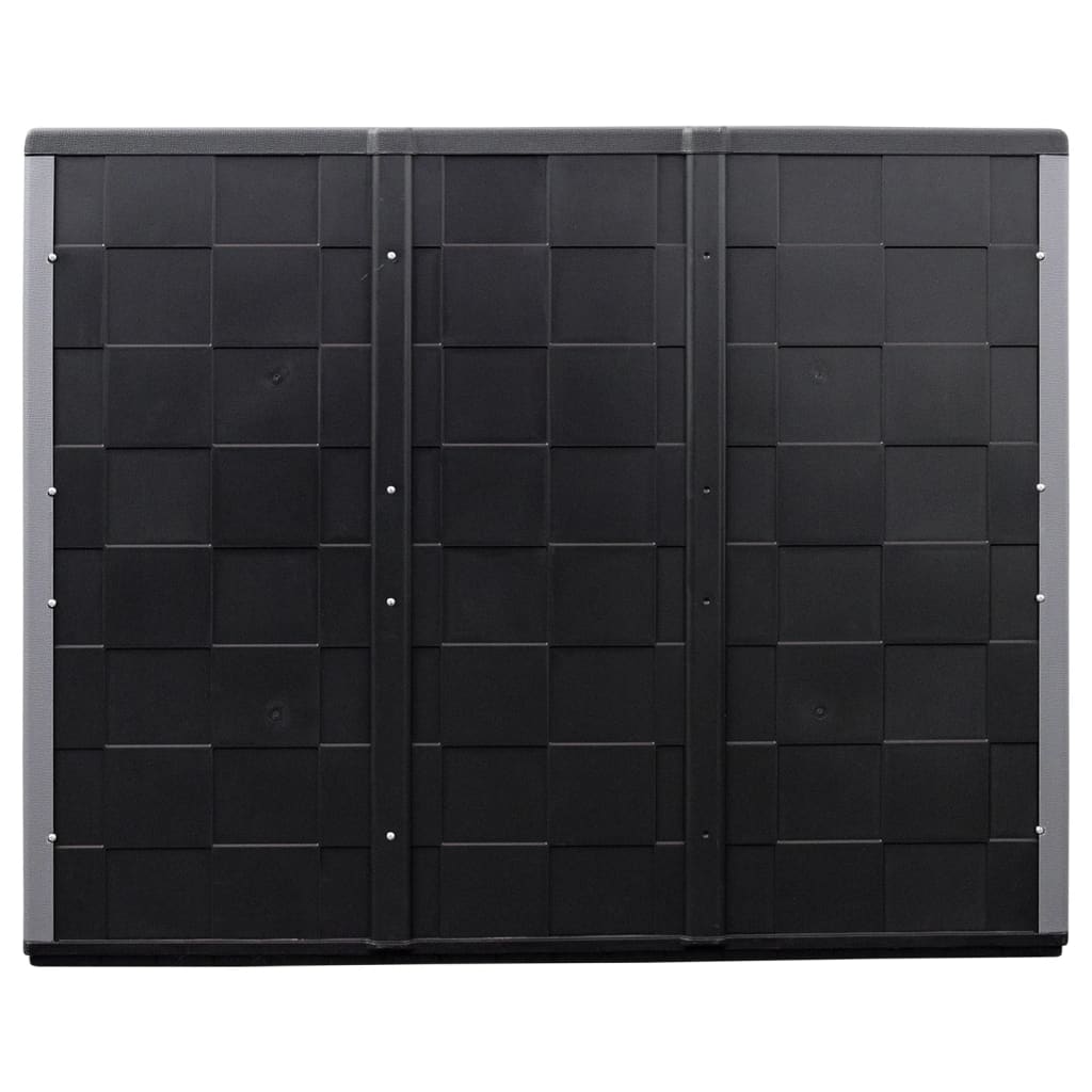 Armario de almacenaje de jardín PP gris y negro 102x37x84 cm