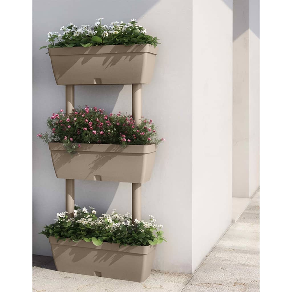 Jardineras 3 unidades gris taupe 100 cm