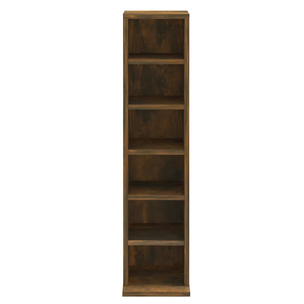 Estantería de CD madera contrachapada roble ahumado 21x20x88 cm