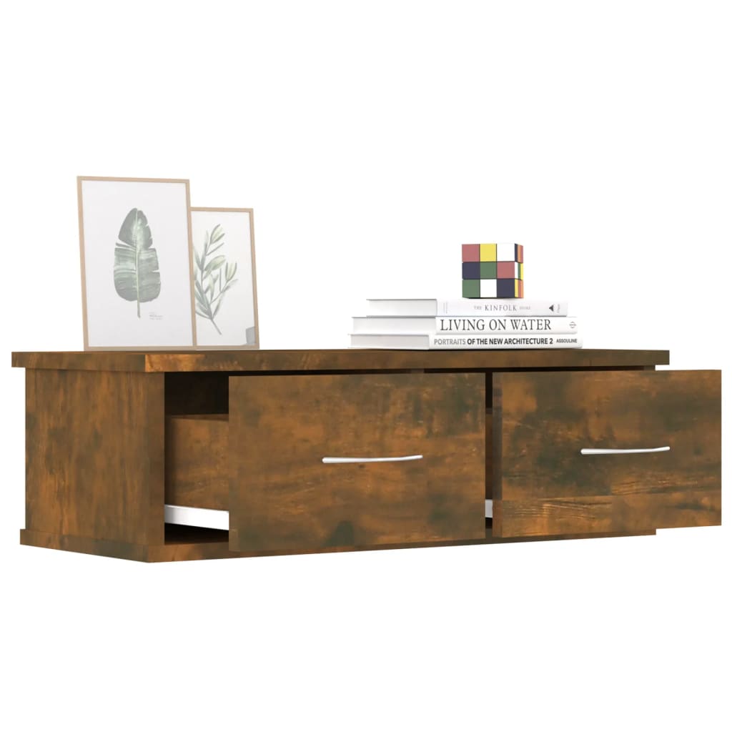 Armario de pared contrachapado roble ahumado 60x26x18,5 cm