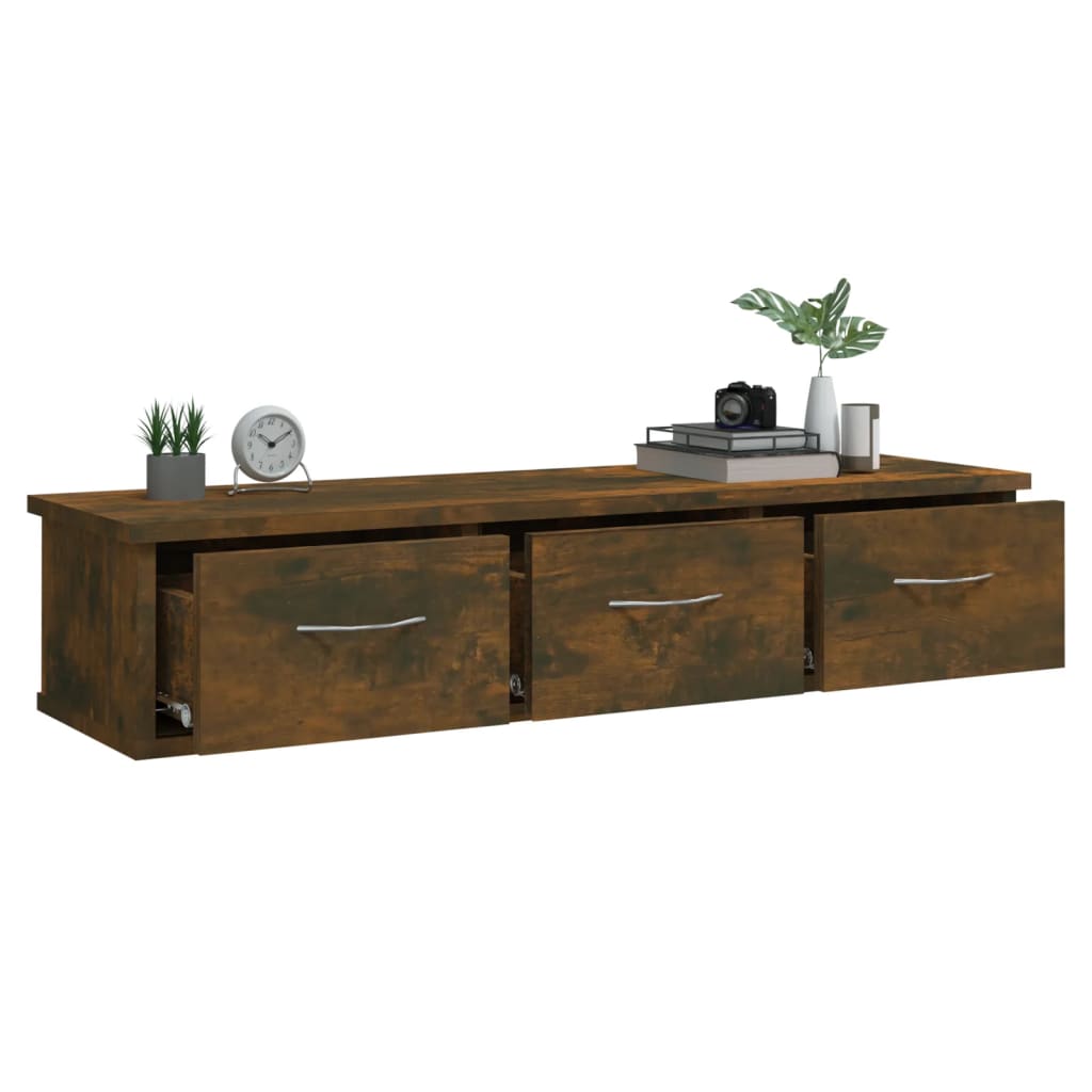Armario pared madera contrachapada roble ahumado 88x26x18,5 cm