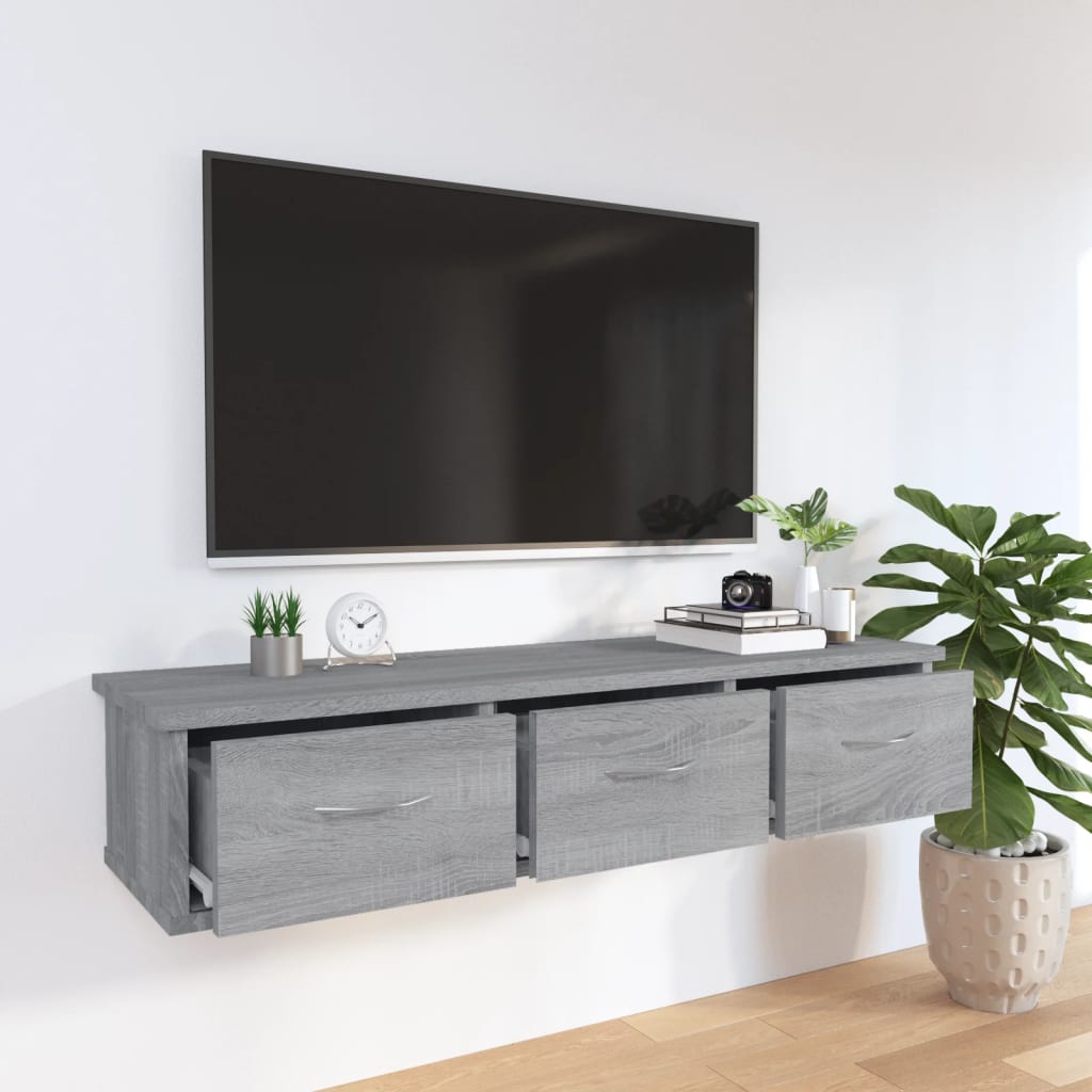 Armario de pared madera de ingeniería gris Sonoma 88x26x18,5 cm