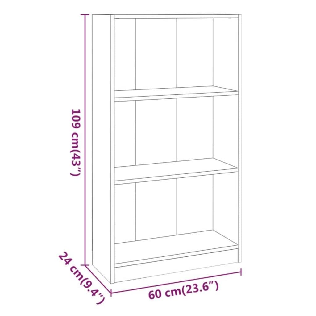 Estantería madera contrachapada color roble ahumado 60x24x109cm