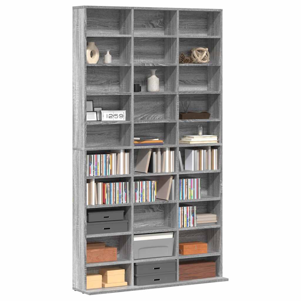 Estante de CD madera contrachapada gris Sonoma 102x23x177,5 cm
