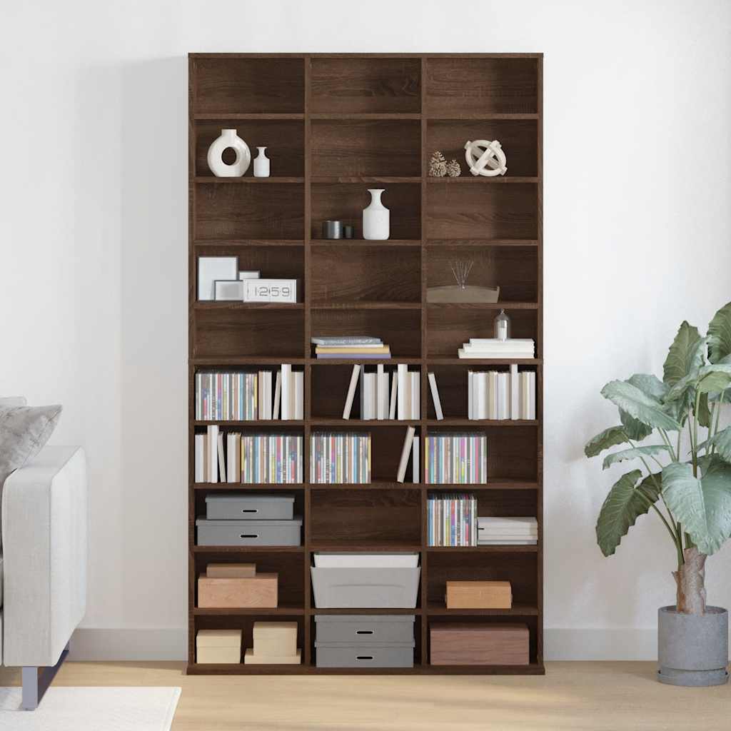 Sonoma Grey Plywood CD Shelf 102x23x177.5 cm