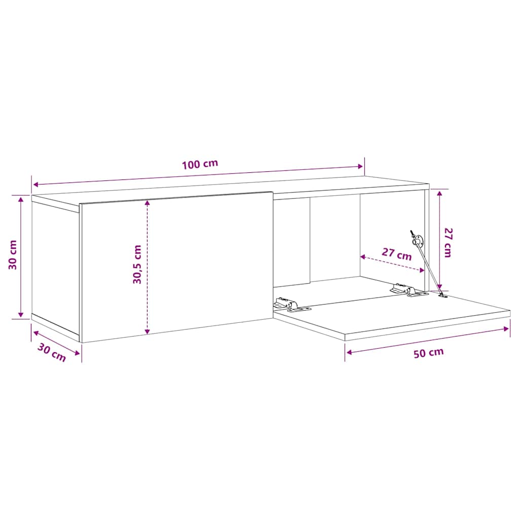 Mueble para TV madera contrachapada gris Sonoma 100x30x30 cm
