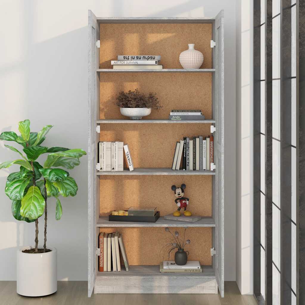 Estantería madera contrachapada gris Sonoma 82,5x30,5x185,5 cm