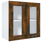 Vitrina colgante "Lyon" de roble ahumado, 60x31x60 cm, madera de ingeniería,
