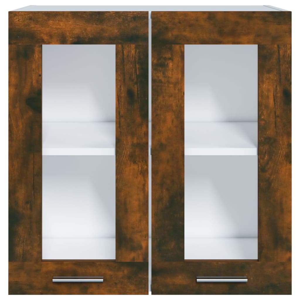 Vitrina colgante "Lyon" de roble ahumado, 60x31x60 cm, madera de ingeniería,