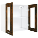 Vitrina colgante "Lyon" de roble ahumado, 60x31x60 cm, madera de ingeniería,