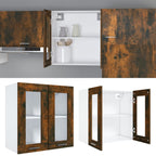 Vitrina colgante "Lyon" de roble ahumado, 60x31x60 cm, madera de ingeniería,