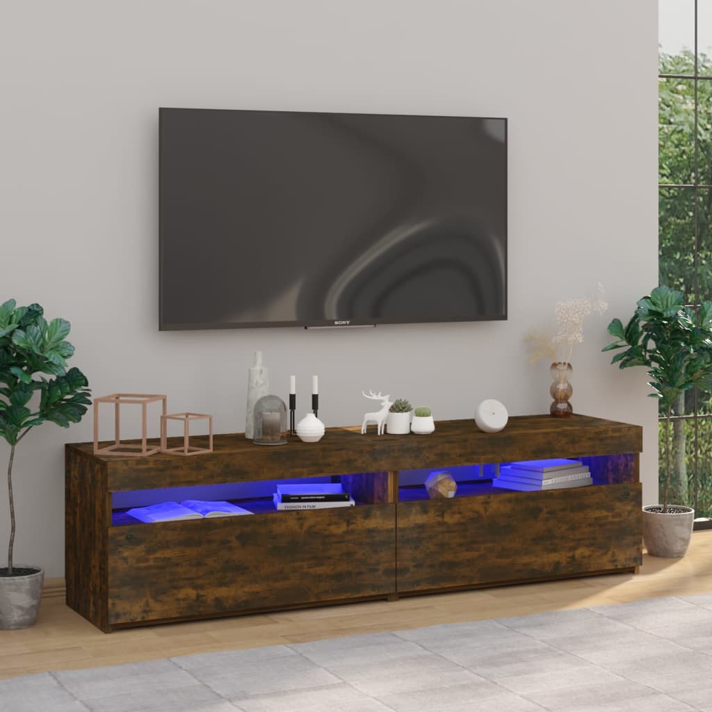 Mueble de TV con luces LED 2 uds gris Sonoma 75x35x40 cm