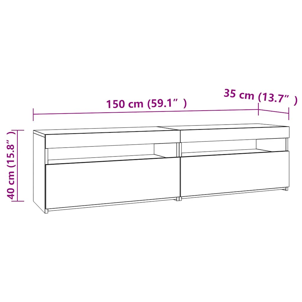 Mueble de TV con luces LED 2 uds gris Sonoma 75x35x40 cm