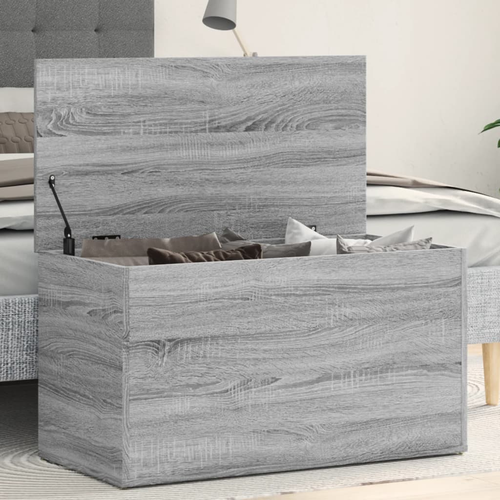 Baúl almacenaje madera contrachapada roble ahumado 84x42x46 cm