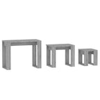 Mesas apilables 3 pzas madera contrachapada color gris Sonoma