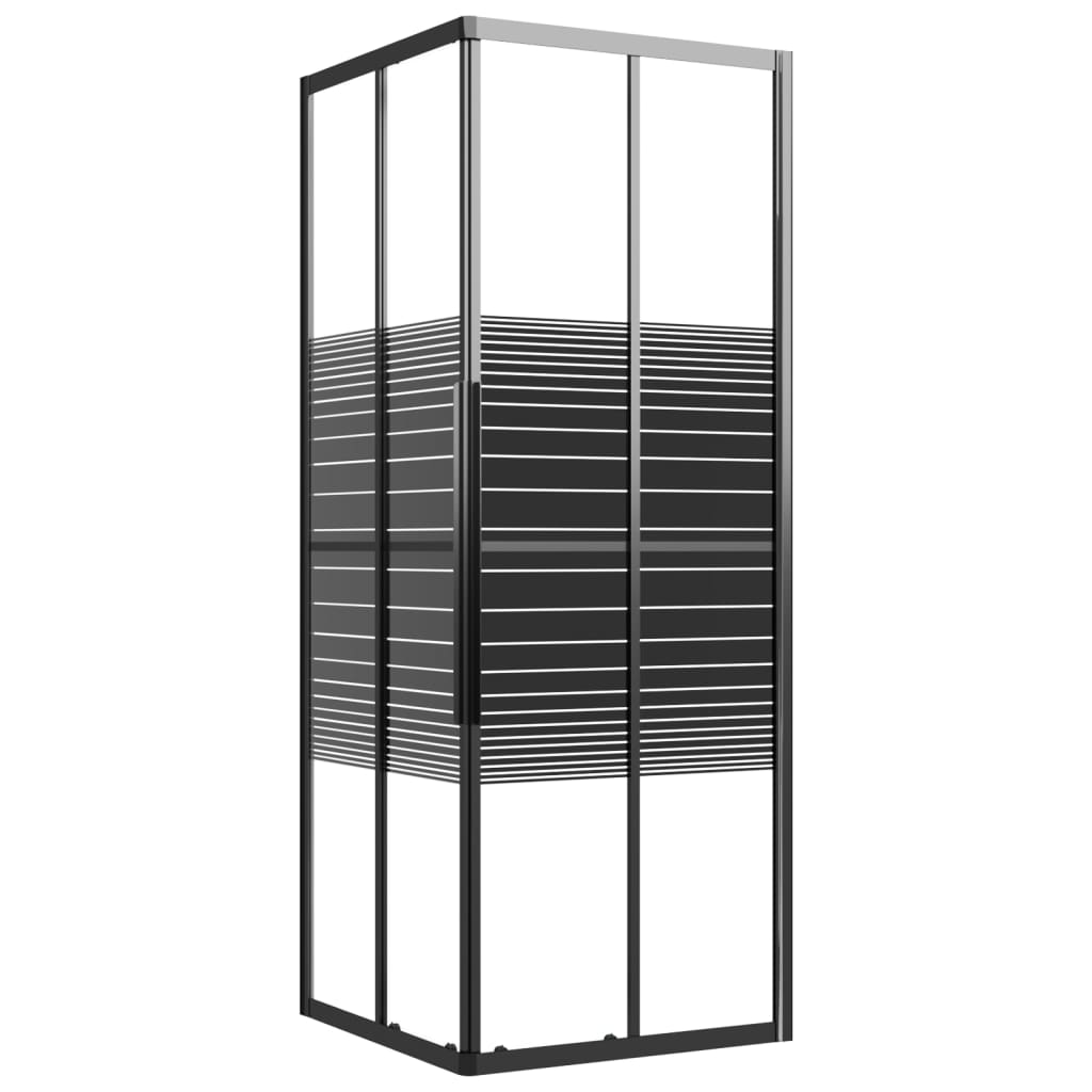 Cabina de ducha a rayas ESG negra 80x80x180 cm