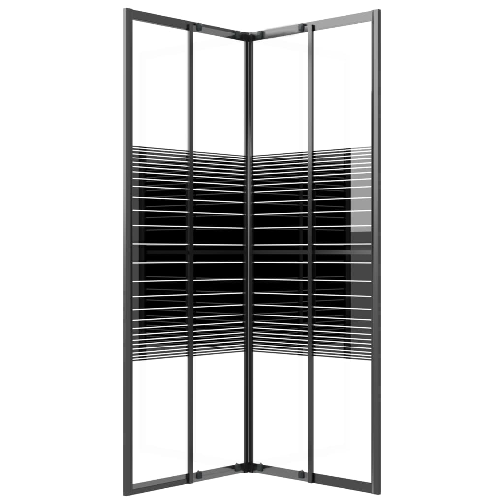Cabina de ducha a rayas ESG negra 80x80x180 cm