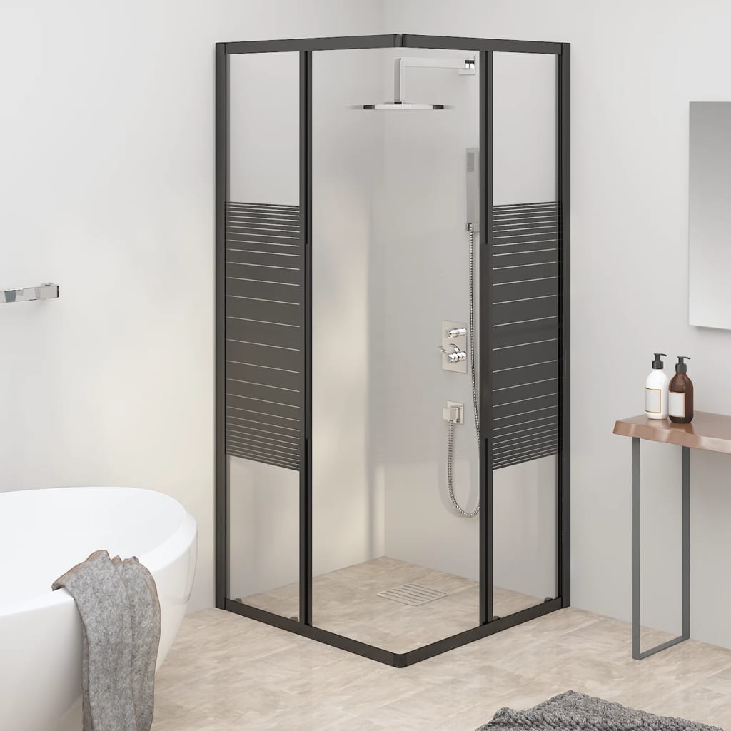Cabina de ducha a rayas ESG negra 80x80x180 cm