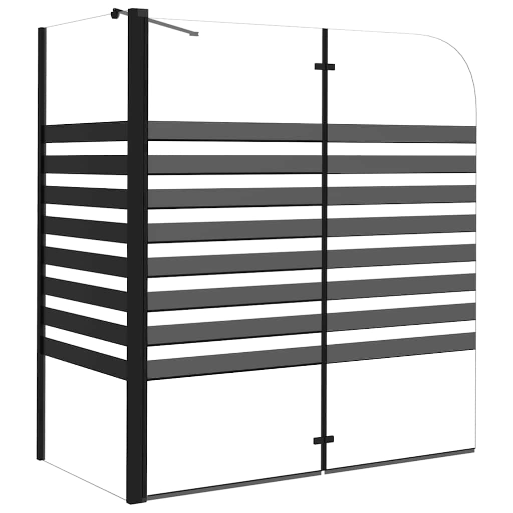 Mampara de baño a rayas vidrio templado 120x68x130 cm
