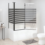 Mampara de baño a rayas vidrio templado 120x68x130 cm