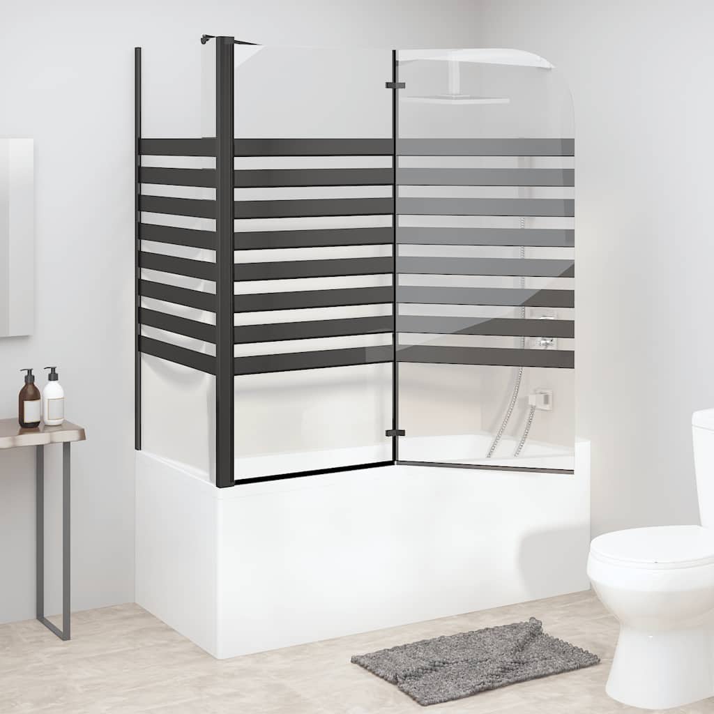 Mampara de baño a rayas vidrio templado 120x68x130 cm
