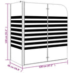 Mampara de baño a rayas vidrio templado 120x68x130 cm