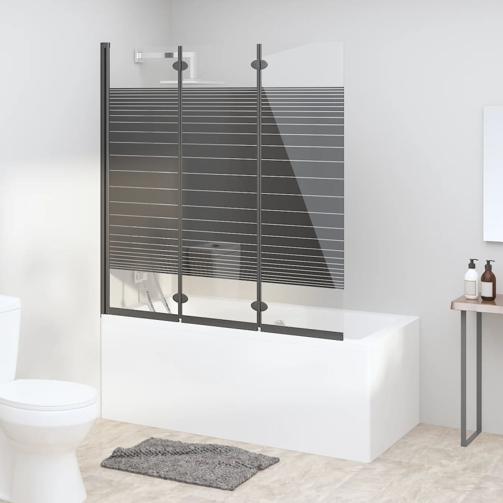 Mampara de baño a rayas vidrio templado 120x68x130 cm