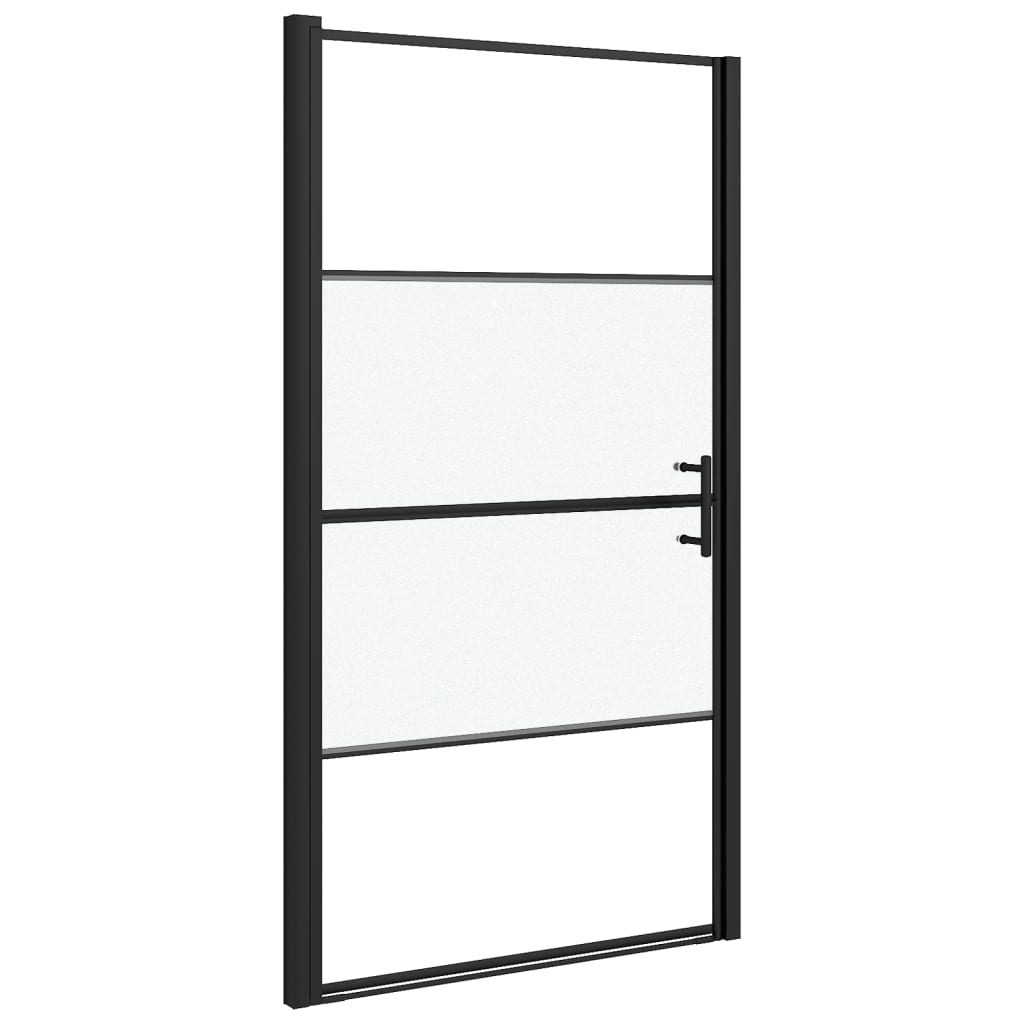 Puerta de ducha vidrio semiesmerilado negro 100x178 cm