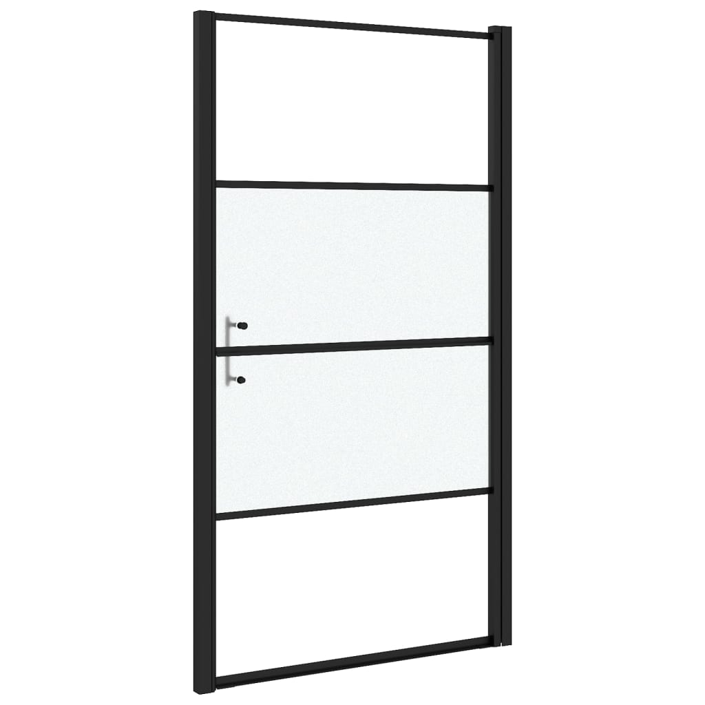 Puerta de ducha vidrio semiesmerilado negro 100x178 cm