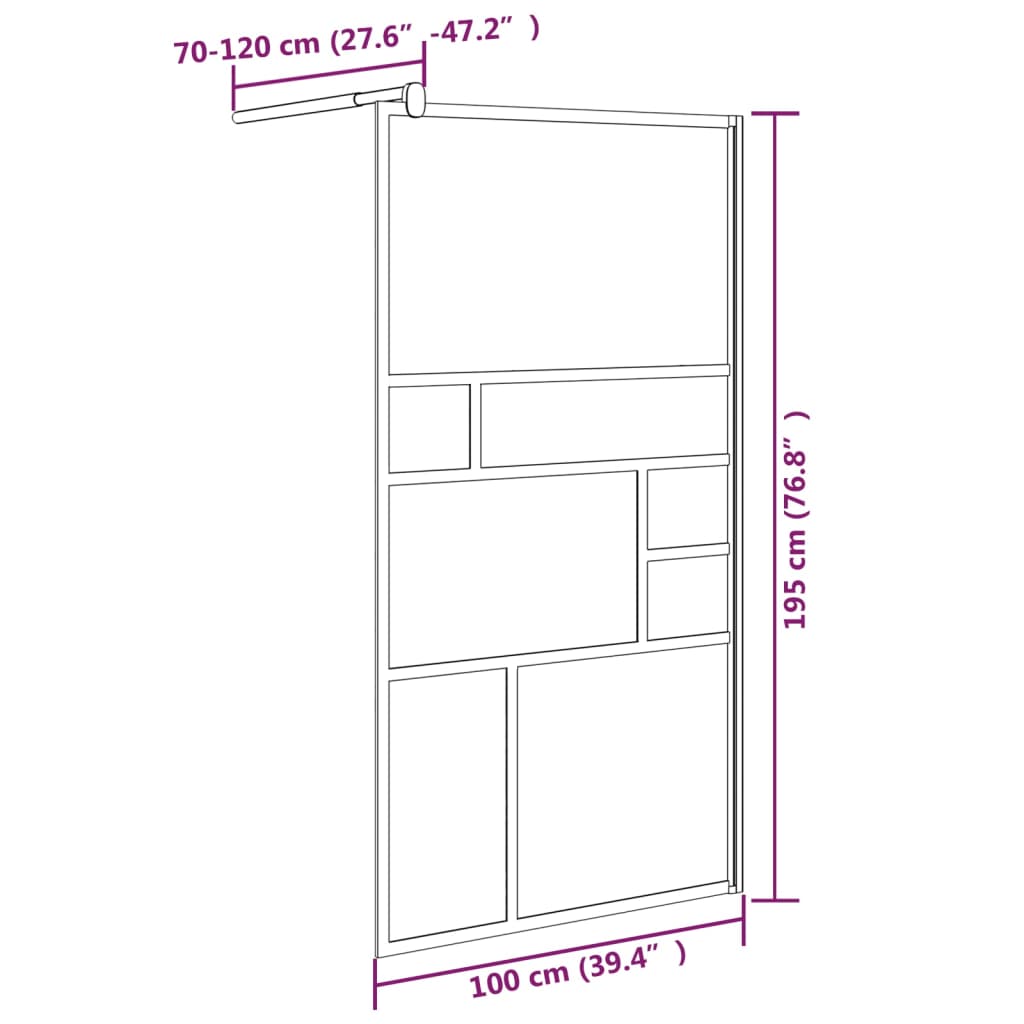 Mampara de ducha accesible vidrio ESG blanco 100x195 cm