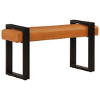 Banco piel de cabra auténtica negro y marrón 110 cm