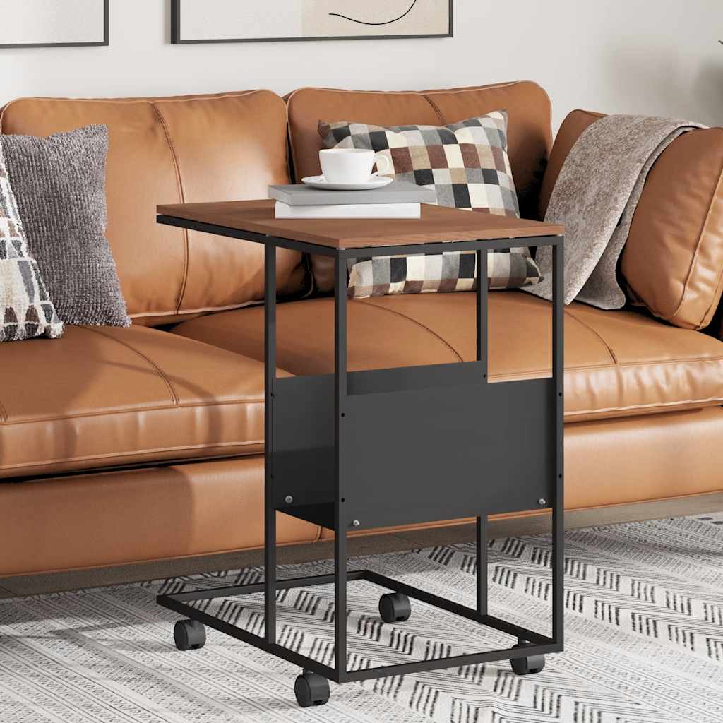Armario auxiliar con ruedas contrachapado negro 40x30x63,5 cm