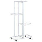 Soporte para flores 4 alturas y ruedas hierro blanco 44x23x80cm