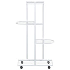 Soporte para flores 4 alturas y ruedas hierro blanco 44x23x80cm