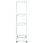 Soporte para flores 4 alturas y ruedas hierro blanco 44x23x80cm