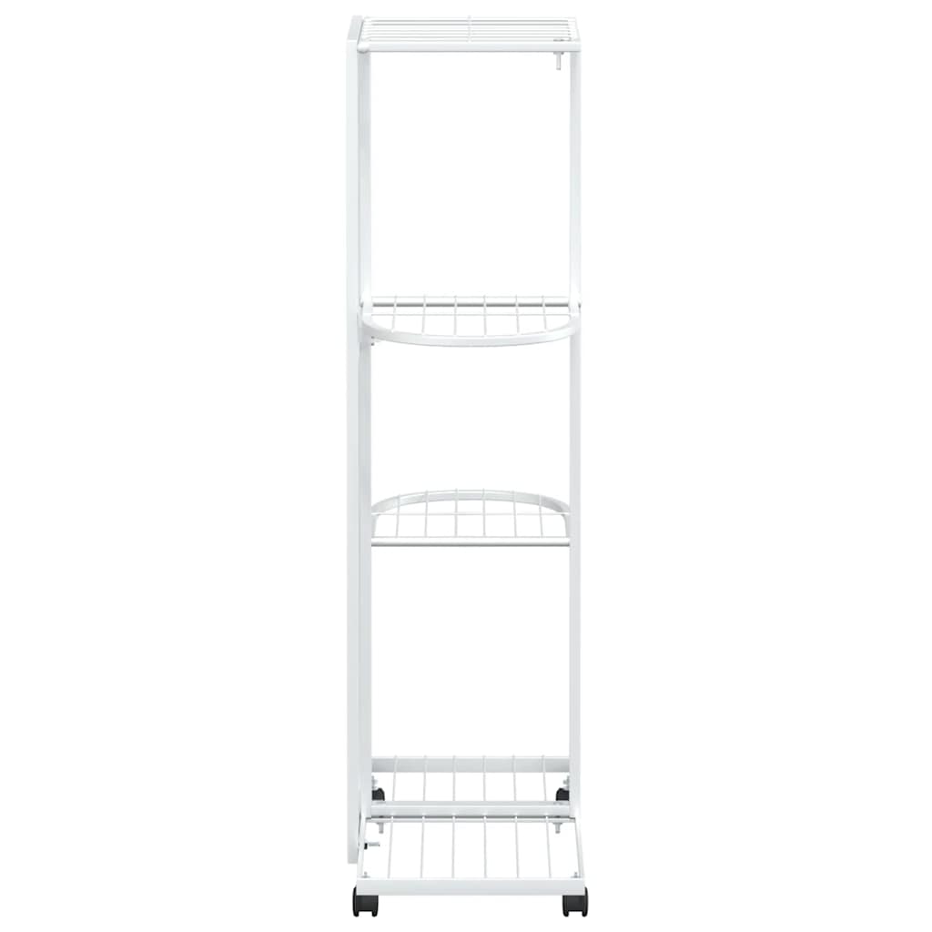 Soporte para flores 4 alturas y ruedas hierro blanco 44x23x80cm