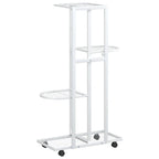 Soporte para flores 4 alturas y ruedas hierro blanco 44x23x80cm