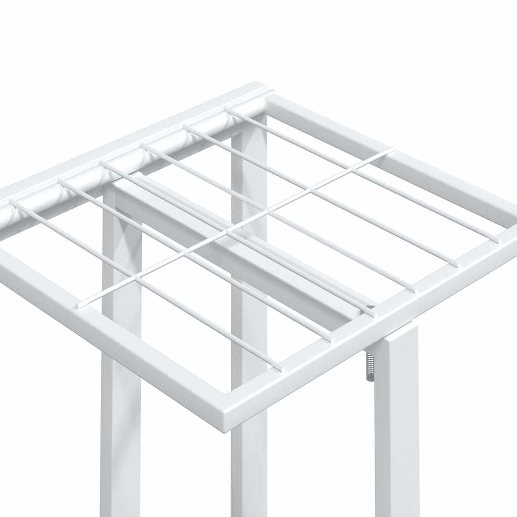 Soporte para flores 4 alturas y ruedas hierro blanco 44x23x80cm