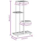 Soporte para flores 4 alturas y ruedas hierro blanco 44x23x80cm