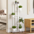 Soporte para flores 4 alturas y ruedas hierro blanco 44x23x80cm