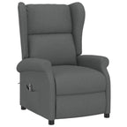 Sillón orejero reclinable eléctrico de tela gris oscuro